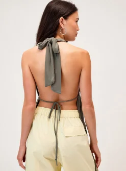 Studded open halter cami