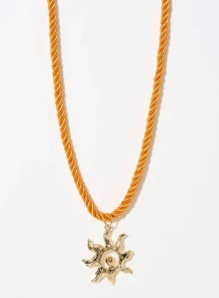 Sun orange cord necklace