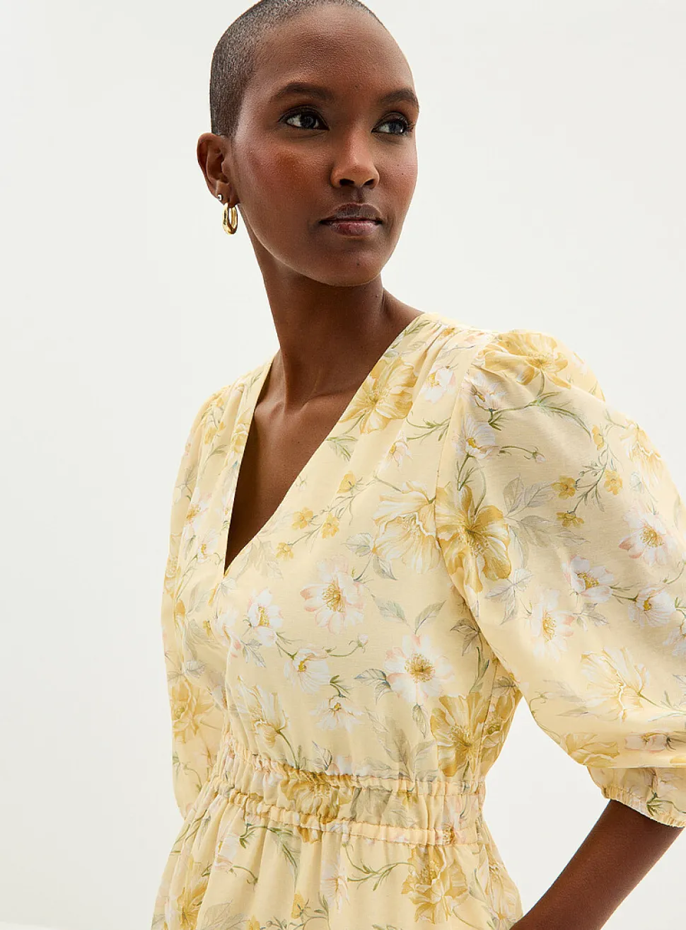 Sunny garden ruched waist dress