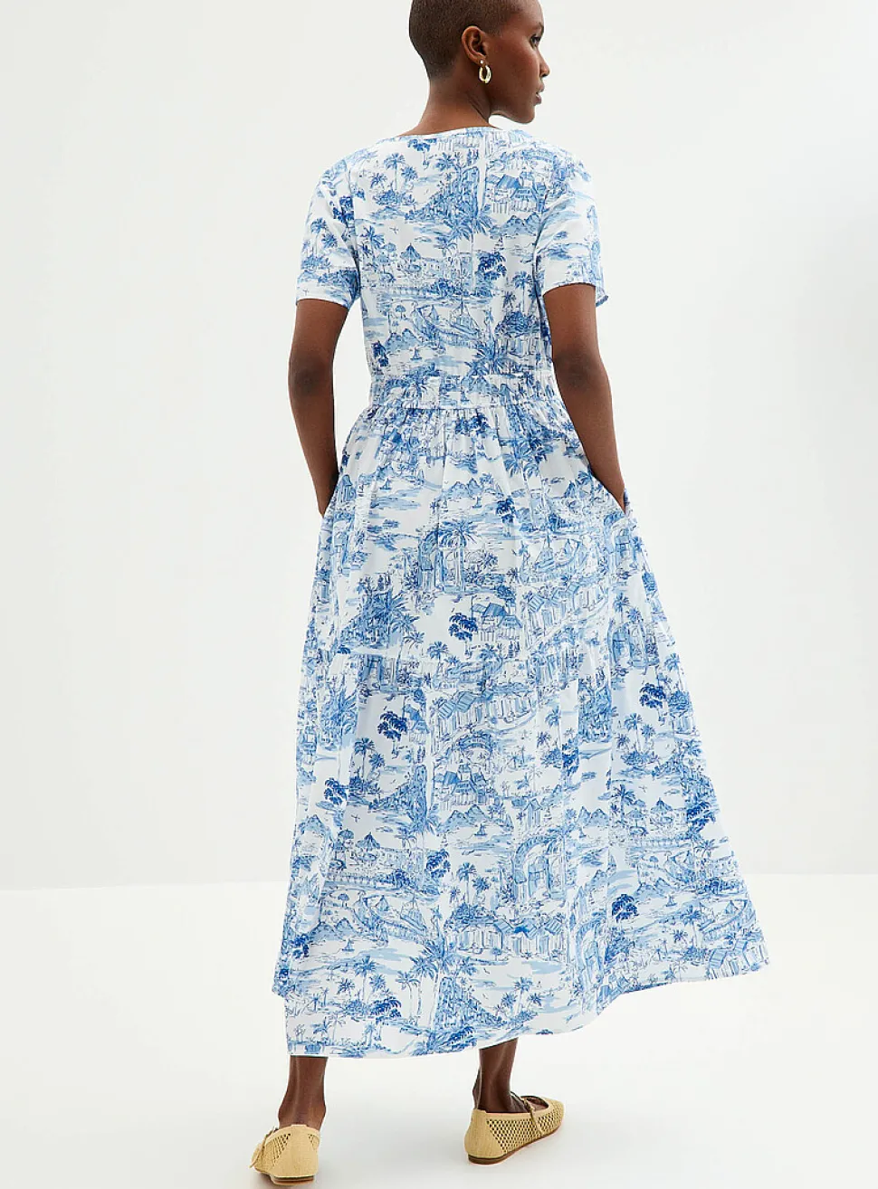 Sunny getaway tiered poplin dress