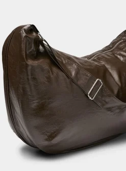 Supple faux-leather oversized half-moon bag