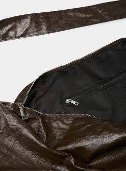 Supple faux-leather oversized half-moon bag