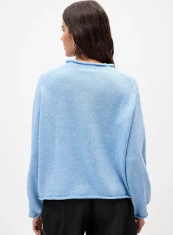Swan rolled trim sweater