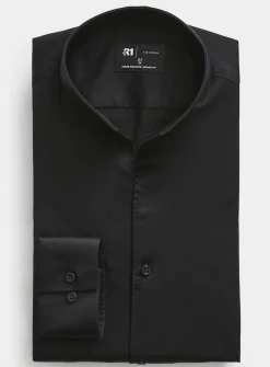 Tab-collar satiny twill shirt