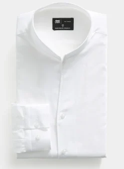 Tab-collar satiny twill shirt