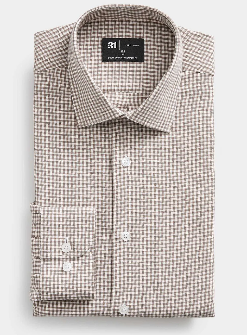 Taupe gingham shirt