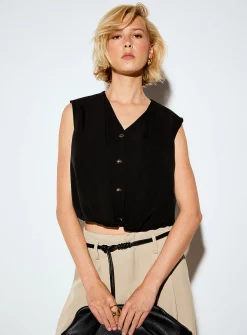 Teardrop buttons deep pleating bubble cami