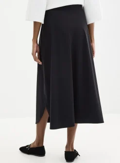 Technical fabric flared maxi skirt