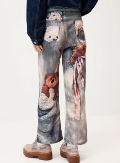 Teddy bear print jean
