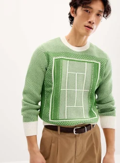 Tennis court jacquard sweater