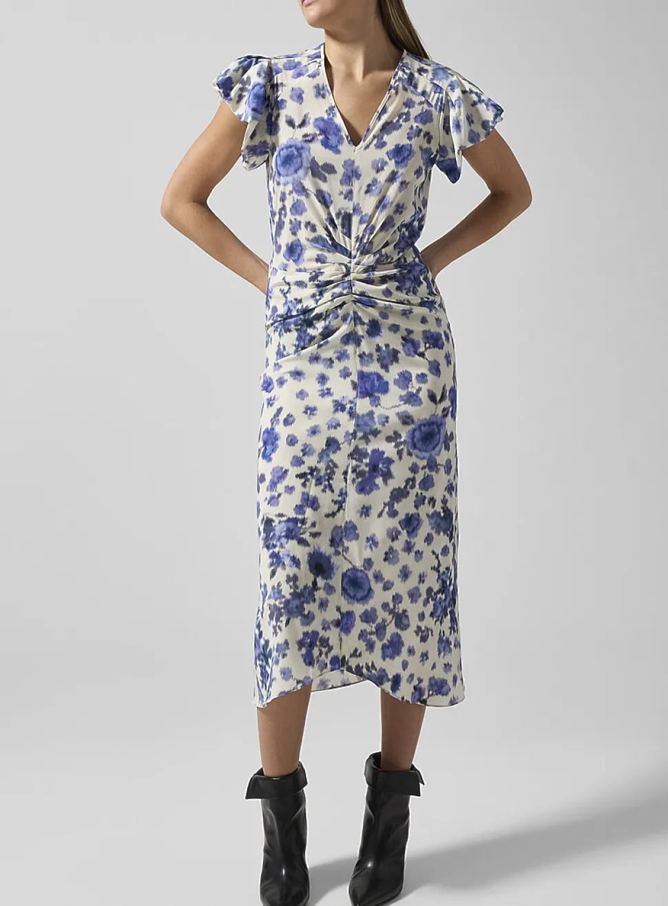 Terenae ruched silk dress