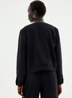 Textured crepe dress bomber jacket