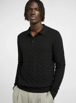 Textured geo knit polo