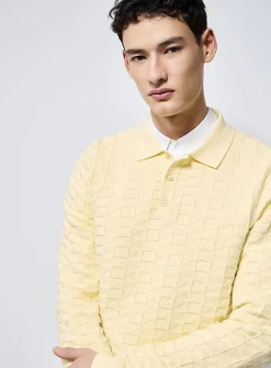 Textured geo knit polo