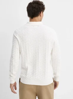 Textured geo knit polo