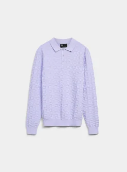 Textured geo knit polo