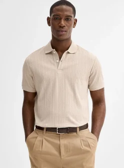 Textured jersey polo