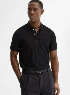 Textured jersey polo