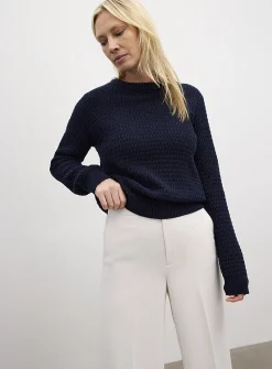 Textured reprocessed cotton sweater