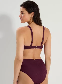 Textured striations high-rise bikini bottom