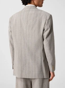 Textured virgin wool double-breasted blazer