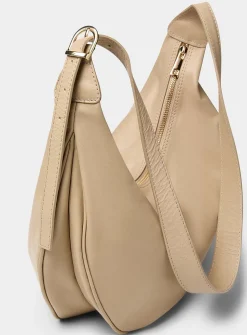 Textured-leather rounded hobo bag