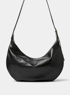 Textured-leather rounded hobo bag