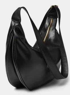 Textured-leather rounded hobo bag