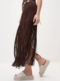 Thin fringes knit dress