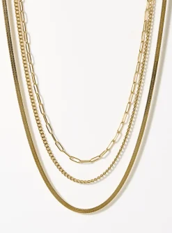 Three-row gold chain