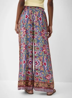 Tie ribbons printed wide-leg pant
