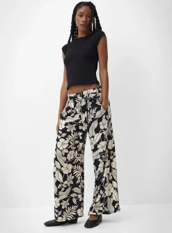 Tie ribbons printed wide-leg pant