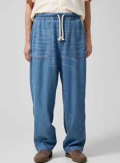 Tie-cord lyocell denim pant