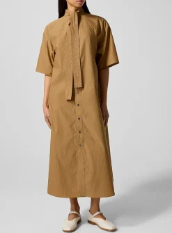Tie-neck reversible shirtdress