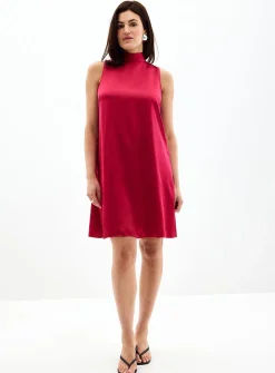 Tie-neck satiny dress