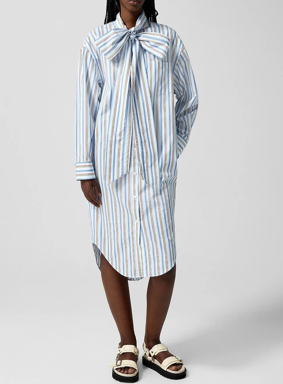 Tie-neck shirtdress