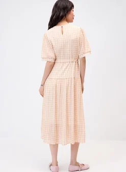 Tiered checkered maxi dress