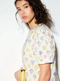 Tiered floral-print midi dress