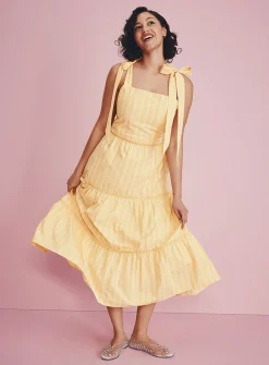 Tiered poplin maxi dress