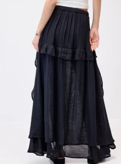 Tiered ruffle maxi skirt