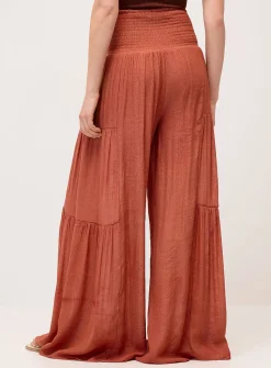 Tiered smocked-waist pant