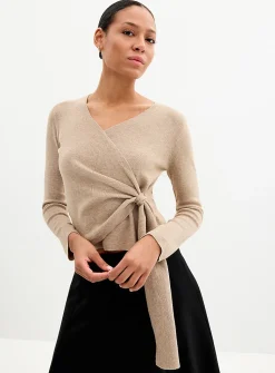 Tie-up crossover sweater
