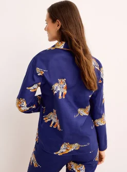 Tigers navy blue poplin piped shirt