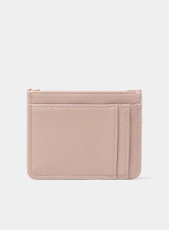 Tone-on-tone topstitched heart card holder