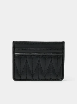 Tone-on-tone topstitched heart card holder