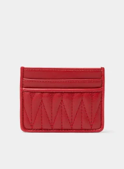 Tone-on-tone topstitched heart card holder