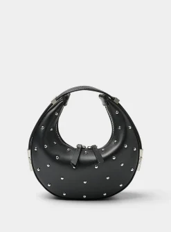Toni studded black leather mini-bag