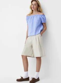 Touch of linen off-the-shoulder T-shirt
