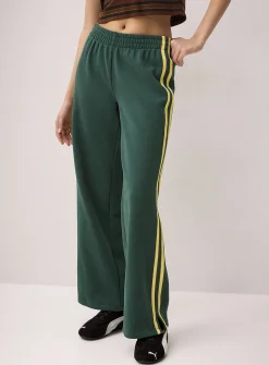 Track stripe wide-leg sweatpant