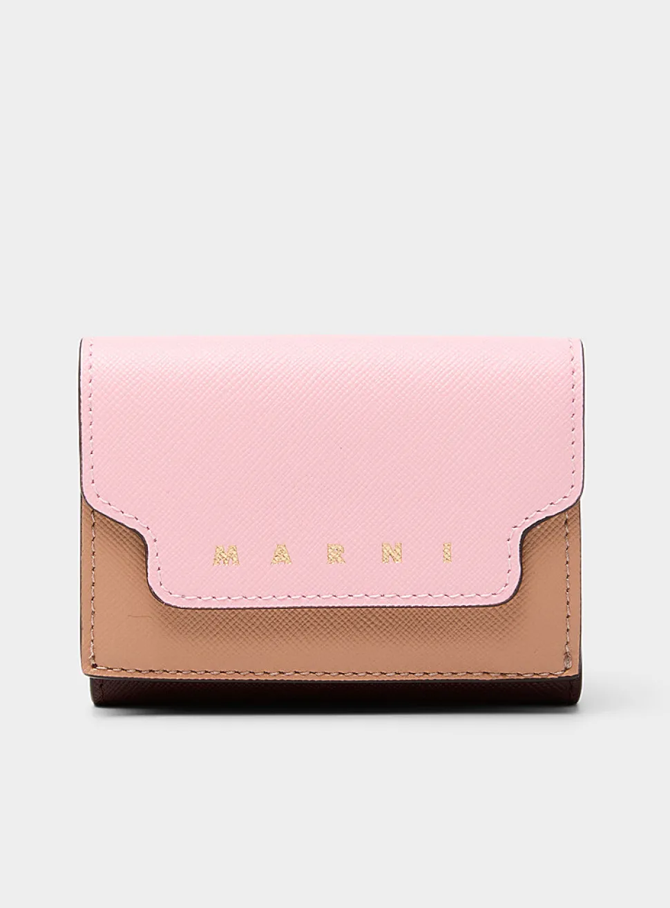 Tricolour leather folded wallet